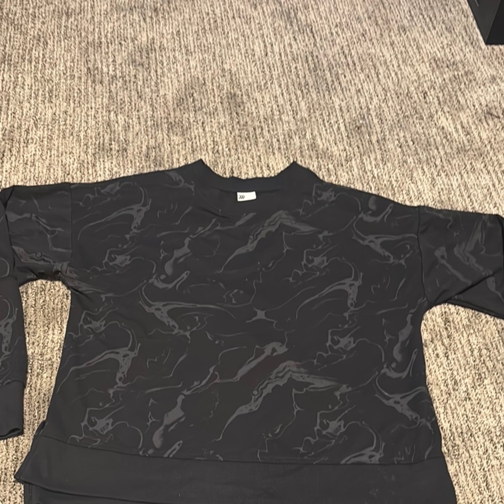 Black Patterned Womens Athletic Sweater